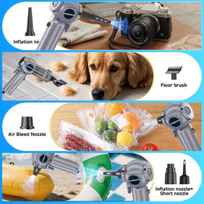 Handheld Car Vacuum Portable Cordless（Equipped with a one-touch window breaker and seatbelt cutter)25000Pa High-Power Suction Hand held Vacuum Cleaner & Air Duster for Car Cleaning (（silver gray）) - Image 7