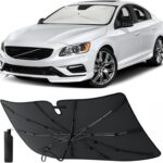 EcoNour Umbrella Windshield Sun Shade for Car | Foldable Umbrella Sun Shield | UV & Heat Protection for Front Window Shade with Storage Pouch | Fits Coupe, Sedan & Hatchbacks | Small 52"x31"