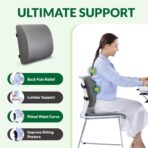 Lumbar Support Pillow for Office Chair and Car,Back Support for Office Chair,Charcoal Memory Foam Back Cushion with Breathable Mesh Cover,Double Adjustable Straps,Grey - Image 4
