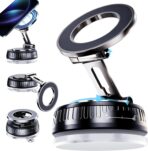 2026 Upgraded Magnetic Car Phone Mount for MagSafe: 360° Rotatable Adjustable Holder with 180+LBS Strong Suction Cup & 3800gf Magnet, Compatible with iPhone 17/16/15 Series & Android Devices