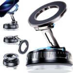 2026 Upgraded Magnetic Car Phone Mount for MagSafe: 360° Rotatable Adjustable Holder with 180+LBS Strong Suction Cup & 3800gf Magnet, Compatible with iPhone 17/16/15 Series & Android Devices