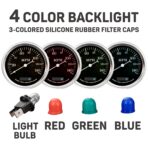 RACETECH Classic 6 Gauge Set - 85mm 3-3/8" Electrical Speedometer Tachometer - 52mm 2-1/16" Voltage Fuel Level Water Temperature Oil Pressure - 140MPH 240-33 Ohm - Black Dial White Needle - Image 2