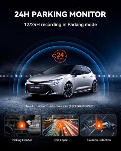 WOLFBOX G930 10'' Rear View Mirror Camera with 5.8GHz WiFi, 4K Dash Cam Front and Rear with WDR, Touch Screen Rearview Mirror Backup Camera, Parking Monitor, Reverse Assist, Includes 64GB Card & GPS - Image 7