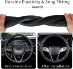 Iwantit® Car Steering Wheel Covers with 3D Silicone Honeycomb for Men,Anti-Slip Design and Breathable Fabric,Universal Fit 14.5-15 Inches (Full Black) - Image 5