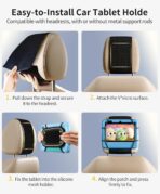 FANGOR Car Headrest Mount Holder, Tablet Holder for Kids in Back Seats, Anti-Slip Strap and Holding Net,Angle-Adjustable/Fits All 7 Inch to 12.9 Inch Tablets - Image 6