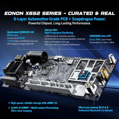 Eonon GMSX6S2 Car Stereo for Chevy Chevrolet Silverado/GMC Sierra 2014-2018, 2015 Silverado Radio CarPlay & Android Auto Head Unit, 10.1" QLED Car Radio with Bluetooth, SWC, 6+64GB -(QCM6225-AD) - Image 2