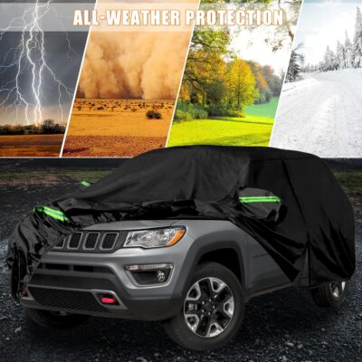 Waterproof Car Covers Replace for 2007-2025 Jeep Compass, 6 Layers All Weather Custom-fit Car Cover with Zipper Door & Windproof Bands for Snow Rain Dust Hail Protection (Compass) - Image 6