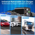 [Apple MFi Certified] Retractable Car Charger USB C, Braveridge 120W USB C Car Charger 4 in 1 PD/QC Type C Fast Charge Cigarette Lighter Adapter for iPhone 17/17 Pro Max/16 Pro/15/Galaxy S26/S25/Pixel - Image 7