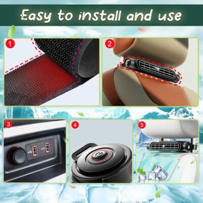 Mini Car Mounted Seat Back Cooling Fan Portable Vehicle Fan 3 Speed Headrest Silent Cooler Car Seat Cooling Fan for SUV RV Truck Sedan Mini Seat Fan for Office for Kids (Black) - Image 6