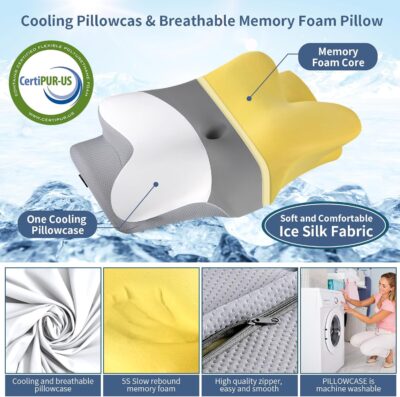 Cervical Neck Pillow for Pain Relief - Ergonomic Pillow Side Sleeper Pillow for Sleeping, Orthopedic Bed Pillow Neck Support Pillow, Contour Memory Foam Pillows for Side Back Stomach Sleepers - Image 3