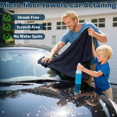 4PCS Car Drying Towel Microfiber Detailing Kit - 36x24 in Car Towels Cleaning Supplies, Reusable Shammy Quick Dry Cloth for Carwash, for Auto, Boat, RV, Garage & Home, Scratch-Safe Absorbent Cleaning - Image 2