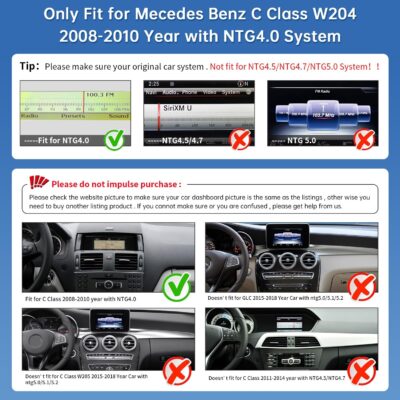 Road Top 12.3" Ultra-Narrow CarPlay Screen Upgrade for Mercedes-Benz C-Class W204 (2008-2010 NTG4.0), Wireless CarPlay & Android Auto, Linux Touchscreen Display Retrofit, OEM Integration Car Stereo - Image 3