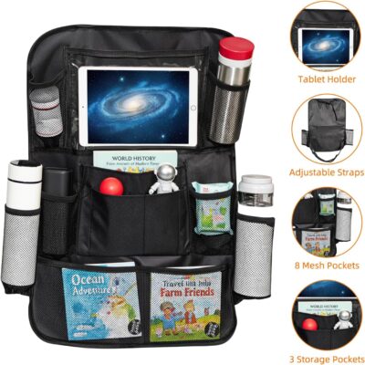 2 Pack Car Organizer Backseat, Car Back Seat Organizer Protector with 12 Storage Pockets, Waterproof Back of Seat Car Storage Organizer Kick Mats for Kids Baby - Image 4