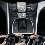 CAR PASS 23 PCS Bling Diamond Car Accessories Set for Women, Leather Seat Covers Full Set Sparkly Rhinestone15'' Steering Wheel Covers Shining Car Floor Mats Cute Aotumotive Interior Sets, Silver - Image 7