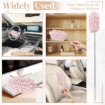 2 PCS Car Interior Duster with Extension Pole, Microfiber Car Duster with Bendable Head, Car Accessories Dusters Exterior&Interior Scratch Free, for Cleaning of Vehicle Details, Offices, Windows(Pink) - Image 7