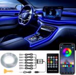Interior Car LED Strip Lights, RGB 6 in 1 Ambient Lighting Kits with 315 inches Fiber Optic, 16 Million Colors Car Interior Lights with Wireless APP and Remote Control, Sync to Music