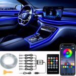 Interior Car LED Strip Lights, RGB 6 in 1 Ambient Lighting Kits with 315 inches Fiber Optic, 16 Million Colors Car Interior Lights with Wireless APP and Remote Control, Sync to Music