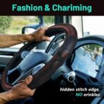 18 Inch Truck Steering Wheel Cover Leather Wheel Semi-Truck Comfy Grip Cover Anti Slip Car Accessory, Fits Rv, Big Rig and Classic Car(Red, Classic Style) - Image 2