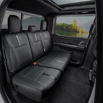 for Ford F150 Seat Covers 2015-2023 2024 2025 2026,Full Set Leather Waterproof Black Trucks Pickup Seat Covers Custom Fit for Ford F150 Accessories,Car Seat Cover for SuperCrew/CrewCab(XL,XLT) - Image 2