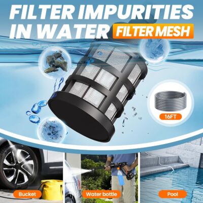 Pressure Washer Battery Powered 3000mAh, Portable Cordless Power Washer 652PSI, Handheld Car Pressure Washer with 6-in-1 Nozzle,17FT Drain Hose, Power Cleaner for Patio Floor Fence Deck Indoor Black - Image 6