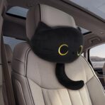 Black Cat Car Headrest Pillow Neck Support Plush Cushion for Driving Seat (2 pcs) - Image 5
