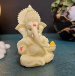 Ivory Ganesha Idol for Car Dashboard,Lord Ganpati Diwali Gifts, Home Decor, Office Desk, House Warming (IVORYMUKUT (Size: 3.5 x 2 inches) - Image 2