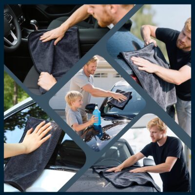 4PCS Car Drying Towel Microfiber Detailing Kit - 36x24 in Car Towels Cleaning Supplies, Reusable Shammy Quick Dry Cloth for Carwash, for Auto, Boat, RV, Garage & Home, Scratch-Safe Absorbent Cleaning - Image 8