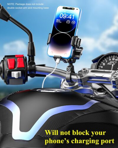 BRCOVAN 1'' Ball Phone Mount Holder with Vibration Dampener, Compatible with RAM Mounts B Size Double Socket Arm, Adjustable fit 5.4-7.2'' Phone, for Motorcycle ATV UTV Car Bike Boat Truck Scooter - Image 9