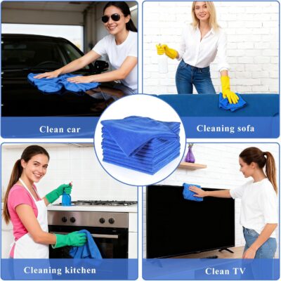 SHENLI 30Pack Edgeless Microfiber Towels for Car Detailing, 16x16 Inch Dark Blue Detailing Drying Wash Polishing Ultra-Absorbent Lint-Free Cleaning Cloths for Cars Windows Cleaning Household Supplies - Image 7