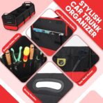 Simniam Large Trunk Organizer for Car, Foldable Multi Compartment Car Trunk Organizer with 2 Retractable Straps, Suitable for All Kinds of Cars, SUV, Minivan - 4 Compartments Red - Image 8