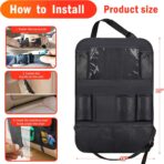 Car Backseat Organizer ，2 Pack Car Organizer Back Seat with 11" Tablet Holder, 10 Storage Pockets Seat Back Protectors Kick Mats for Kids Toddlers, Travel Accessories (Black) - Image 6