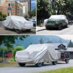 SEAZEN Car Cover 6 Layers, Waterproof Truck Car Cover, Snowproof/UV Protection/Windproof, Universal Car Covers Breathable Fabric with Cotton (240 inch to 250 inch) - Image 6