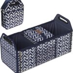 Orionstar Trunk Organizer, Foldable Car Storage Bag Portable Insulation Cooler Bag Collapsible Vehicle Organizer Divider Storage Totes with 3 Compartment Cargo Tote for Groceries Caddy SUV, Navy Blue