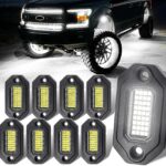 White Rock Lights，Aluminum Housing, Waterproof IP68,6500K Pure White Super Bright Underglow, Rock Lights for Trucks, UTV, ATV, SUV, Boats,Each Rock Light Comes with a 15-Foot Extension Cord (8 Pods)