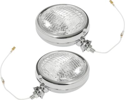 HECASA Pair Fog Lights Universal Fit 12 Volt 35 Watts Chrome Vintage Style Clear Lens Steel+Glass Adjustable Ball and Cup Mounting 2PCS - Image 8