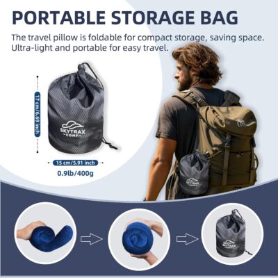 Travel Pillow with Extra Large Hood for Airplane Long Flights Privacy and Comfort Memory Foam with Velvet Cover for Road Trip Head&Neck Support for Plane Office Cars Sleeping & Rest (Navy Blue) - Image 8