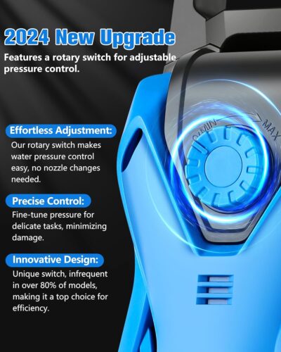 Electric Pressure Washer, 2.8 GPM High Power Washer Adjustable Pressure 2500PSI-5000PSI with 33FT Extension Hose Reel, 4 Nozzles and Soap Bottle for Cars/Fences/Driveways - Image 3