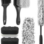 Fantasticlean 7PCS Car Wheel Cleaning Pro Kit, Tire Brush, Soft-bristled Rim Brush, Microfiber Flat Wheel Brush, Double-Ended Detailing Brush, Detailing Pads, Scratch-Free & Multipurpose