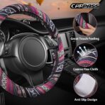 CAR PASS Boho Steering Wheel Cover, Ethnic Flax Cloth Universal Steering Wheel Cover,Anti-Slip Design, Fit 14.5-15 inches for Vehicles,Cars,SUV,Vans - Image 3
