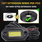 8 Pods White Rock Lights，Aluminum Housing, Waterproof IP68,6500K Pure White Super Bright Underglow, Rock Lights for Trucks, UTV, ATV, SUV, Boats,Each Rock Light Comes with a 15-Foot Extension Cord - Image 2
