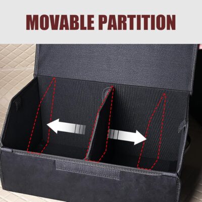 car organizers and storage for SUV,trunk organizer for sedan, leather foldable sleek box with lid,collapsible cargo bins, tool accessories containers,Collapsible Suede velvet (22 inch Covered) - Image 9