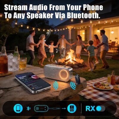 2026 Upgraded Pro Bluetooth 6.0 Transmitter Receiver|Bluetooth Adapter for TV/Airplane/Gym to Wireless Headphones/All Airpods,Dual Link & Low Latency,Wireless Adapter for Car/Home Stereo - Image 8