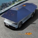 Car Sun Shade Umbrella Cover Tent, UV/Tear/Water-Resistant, 15x7.5ft Car Awning Cover for Outdoor Parking, Portable Foldable & Easy Install for SUV Sedan, Windproof & Anti-Theft, Navy Blue
