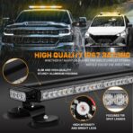 XRIDONSEN 28.4" 80 LED Roof Top Strobe Light Bar Amber White Emergency Warning Hazard Safety Double Side Traffic Advisor Lights w/Controller Magnetic Base for Plow Trucks Construction Vehicles Wrecker - Image 3