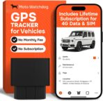 GPS Tracker for Vehicles, No Subscription with Real-Time Location, Mileage Tracking, Speeding Monitoring, Route History, Geofence, OBD, for Fleets & Families, USA, Moto Watchdog