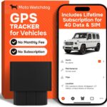 GPS Tracker for Vehicles, No Subscription with Real-Time Location, Mileage Tracking, Speeding Monitoring, Route History, Geofence, OBD, for Fleets & Families, USA, Moto Watchdog