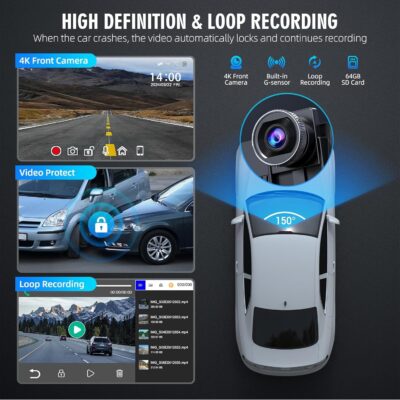 Portable Wireless Carplay Screen, PBYRD 9" Touchscreen with 4K HD Front Camera, Car Stereo with Apple Carplay & Android Auto, Mirror Link/Voice Control/Bluetooth/GPS Navigation-2025 NEW - Image 6