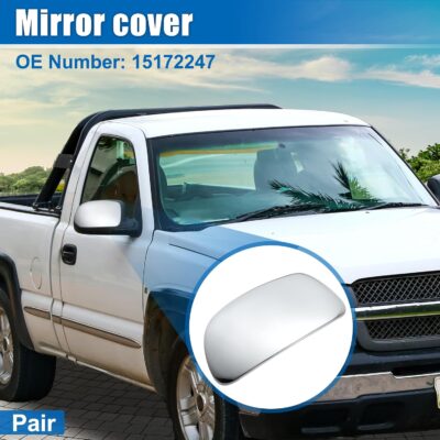 ACROPIX Car Exterior Mirror Cover Cap Overlay Fit for Chevrolet Silverado Suburban for GMC Sierra Yukon - Pack of 2 Chrome Plated - Image 2