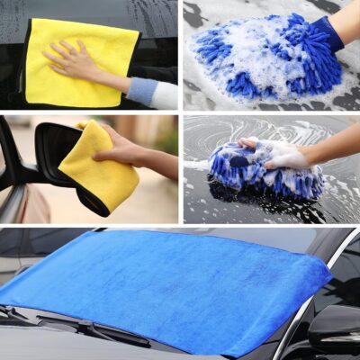 AUTODECO 30Pcs Car Wash Cleaning Kit - Car Care Wash Tools Set Car Detailing Set with Collapsible Bucket Snow Shovel - Image 4