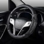 Iwantit® Car Steering Wheel Covers with 3D Silicone Honeycomb for Men,Anti-Slip Design and Breathable Fabric,Universal Fit 14.5-15 Inches (Full Black)